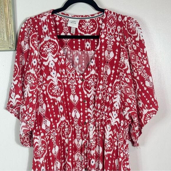 Knox Rose Red and White Boho Dress 100%rayon - Picture 2 of 10